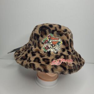 Ed Hardy Love Kills Slowly Tattoo Cheetah Faux Fur Bucket Hat NWT party